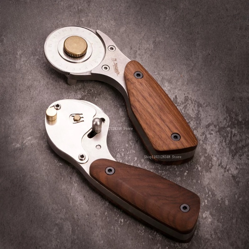 Woodworking Veneer Cutter - Natural Wooden Handle All-metal Roller Cutter