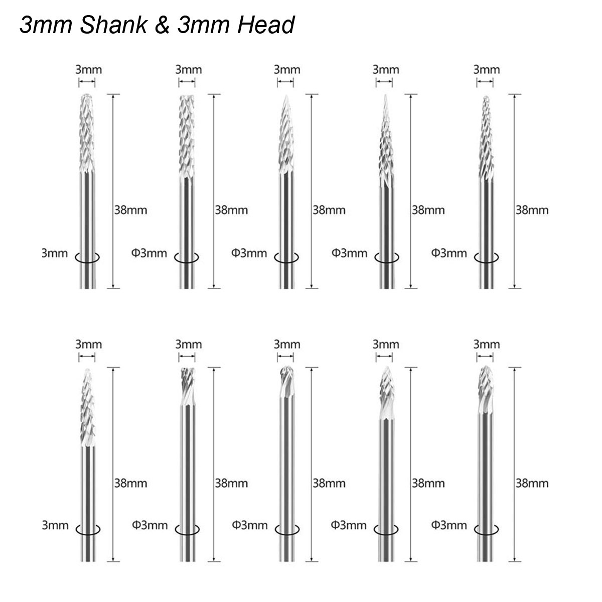 3mm Shank Tungsten Carbide Bur - Woodworking Files And Rasps review and price
